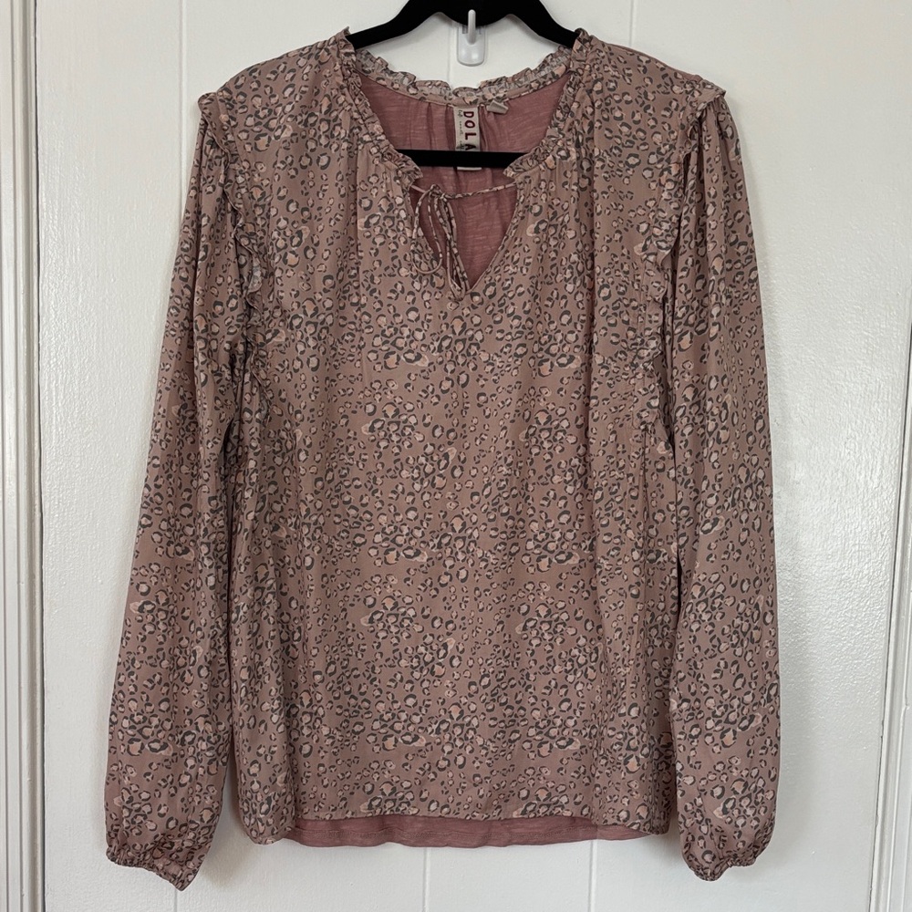 Anthropologie Dolan Left Coast Collection Woman XL Miramar Leopard Blouse Blush